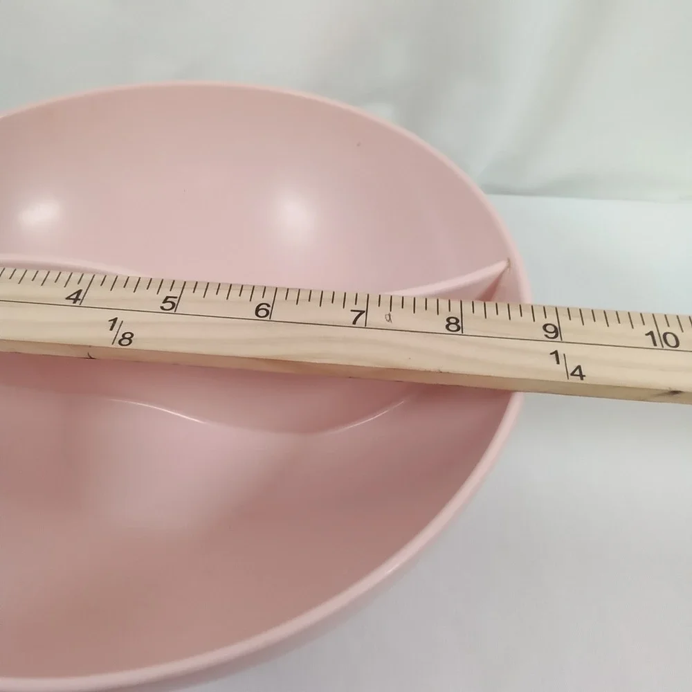 Vintage Stetson Melmac Pink Divided Serving Bowl Mid Century Modern Melamine 8.5